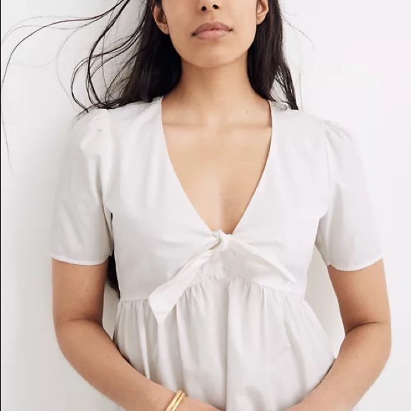 NWT Madewell Tie-front mini Dress white - Picture 4 of 6